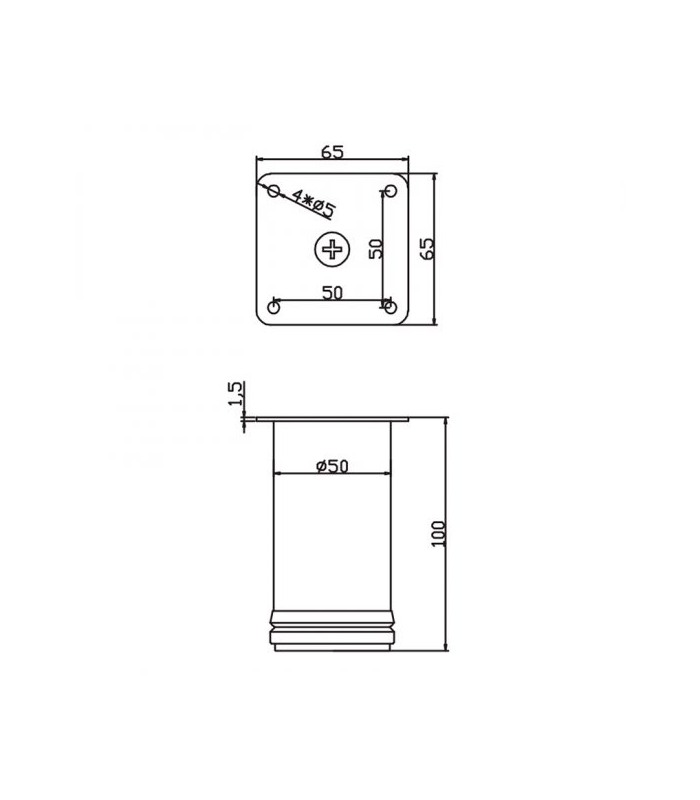 Nóżka meblowa DN-795 H-100 P2 okrągła CZARNA
