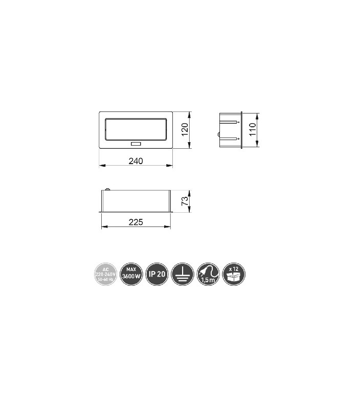 Przedłużacz SOFT aluminium 3x gniazdo z uziemieniem, kabel zasilający z wtyczką