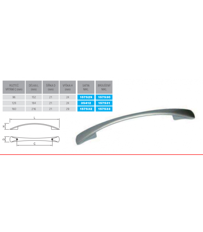 TULIP uchwyt Unesa 160 nikiel szlifowany + wkręty