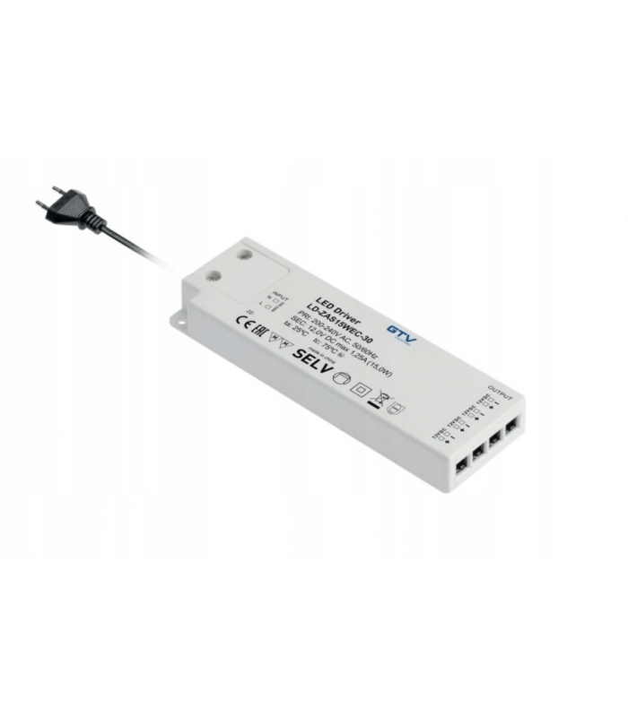 Zasilacz LED SLIM EASY CLICK 12V, 15W, input 220-240VAC, IP20, wym.129x42x16 mm z mini amp