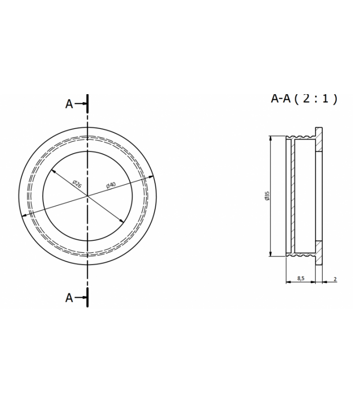 Uchwyt meblowy wpuszczany okrągły biały