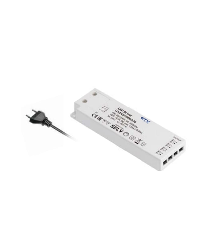 Zasilacz LED SLIM EASY CLICK 12V, 60W, input 220-240VAC, IP20, wym.190x62x21 mm z mini amp i przewodem