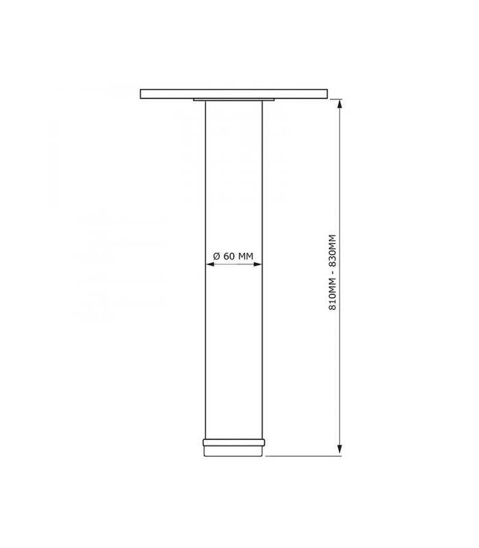 Noga meblowa fi 60 H820 inox