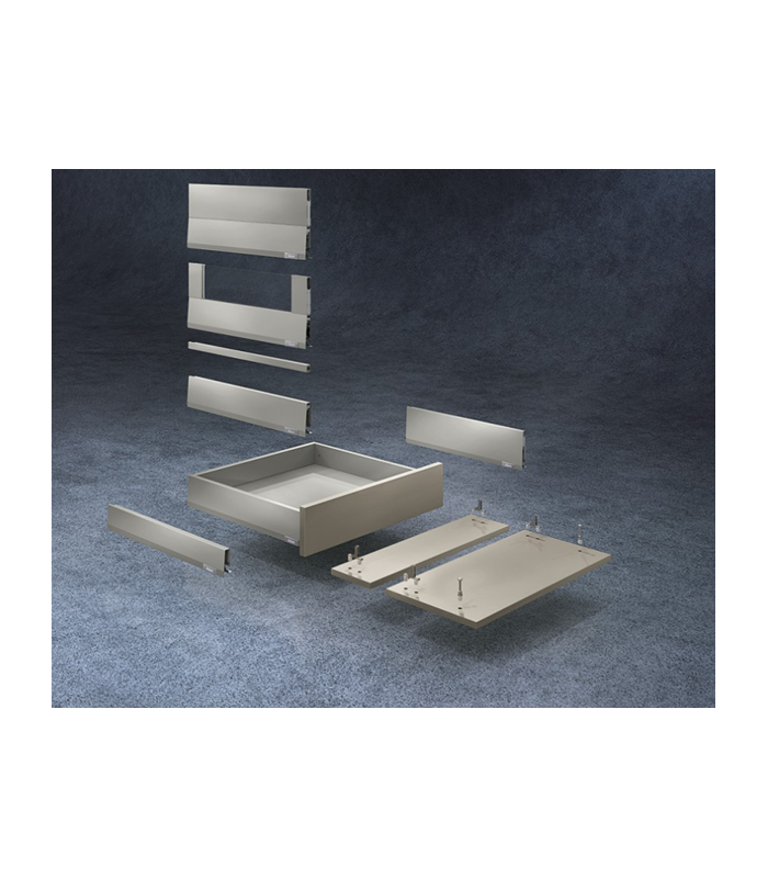 Komplet szuflady MERIVOBOX 500 wysoka z relingiem szara