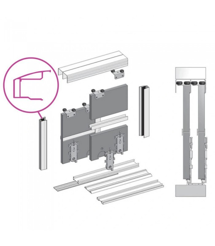 Zestaw Superduo 2.0m 2 drzwi - ALUMINIUM