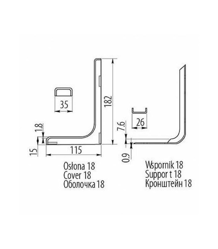 Wspornik budowlany L-180 biały (kpl)