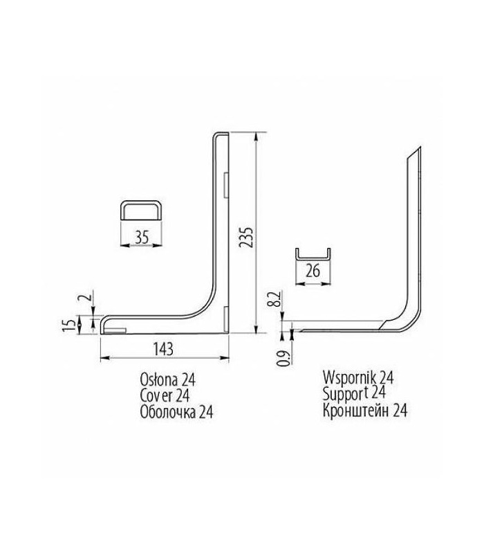 Wspornik budowlany L-240 biały (kpl)