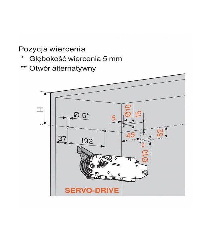 AVENTOS HF DO FRONTÓW UCHYLNO - SKŁADANYCH SIŁOWNIK WSPÓŁCZYNNIK MOCY 2600-5500 PRZY 2 SZT. ODPOWIEDNI DO SERVO