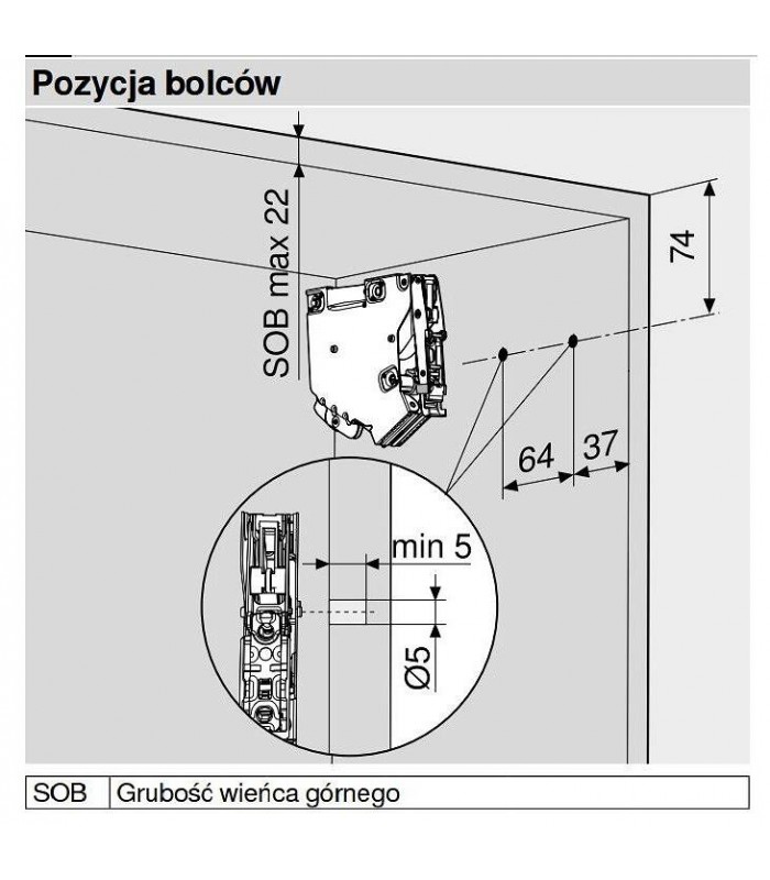 AVENTOS HK-S do małych frontów uchylnych  siłownik  współczynnik mocy 400-1000 przy 2 szt.  do TIP-ON  cynkowana