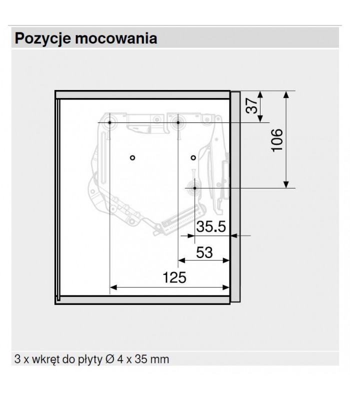 AVENTOS HK-S do małych frontów uchylnych  siłownik  współczynnik mocy 960-2215 przy 2 szt.  do TIP-ON  cynkowana