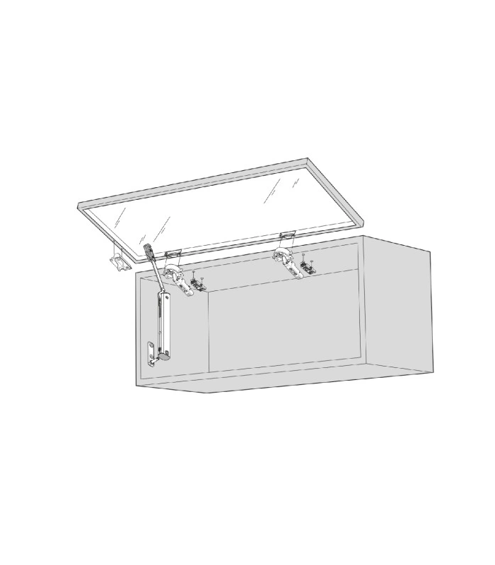 AVENTOS HK-XS do frontów uchylnych  Mocowanie frontu do wąskiej ramki aluminiowej  na wkręty  niklowany 20K4101A