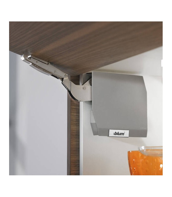 AVENTOS HK-S do małych frontów uchylnych  zaślepka  z zamontowaną małą zaślepką  lewa  jasnoszary/inox