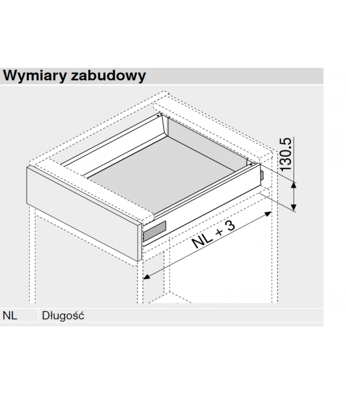 Bok szuflady TANDEMBOX  wysokość K  115 mm   dł. 500 mm  lewy/prawy  do TANDEMBOX antaro  biała 378K5002SA