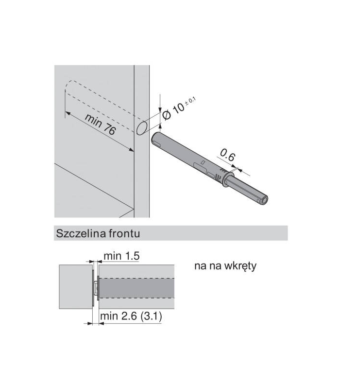 TIP-ON do drzwi  zestaw   Wersja silniejsza  z magnesem  R7036 platynowoszara 956A1004