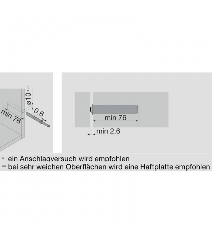 TIP-ON do drzwi  Wersja silniejsza  z odbojnikiem  R7036 platynowoszara 956A1006