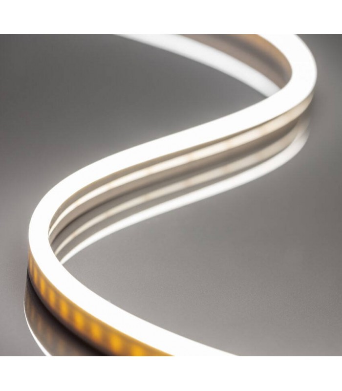 LED NEON flex 12V, 2835, neutralny biały, wodoodporny, 8mm, 5m, zaślepki, klipsy