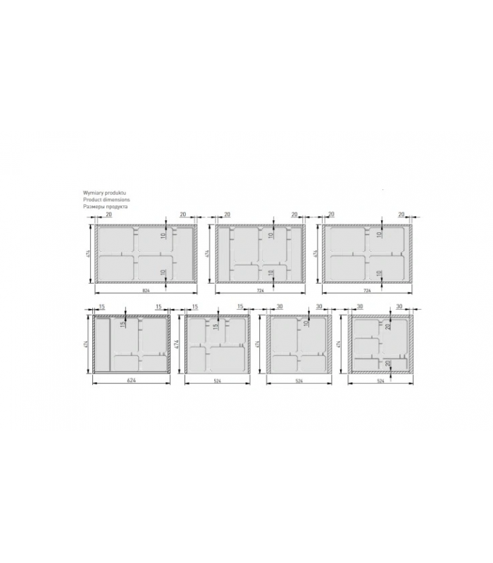 Pojemnik do segregacji AxiSpace, do szerokości szuflady 600 mm, 1x15L-2x7L