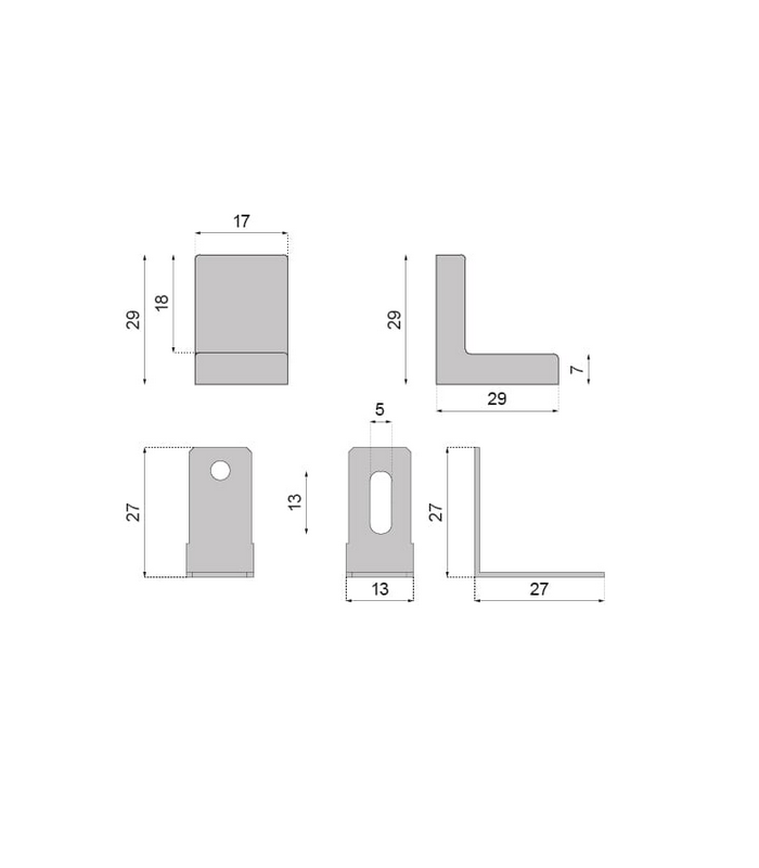 Zestaw 10 sztuk kątownika meblowego metal+płytka BUK