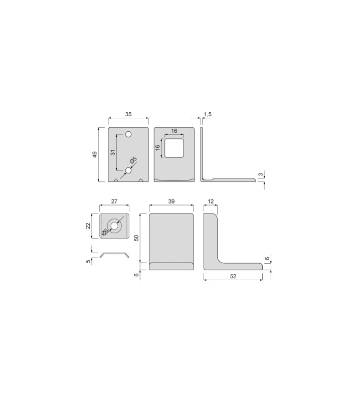 Zawieszka meblowa kątowa słowacka czarna 100 sztuk