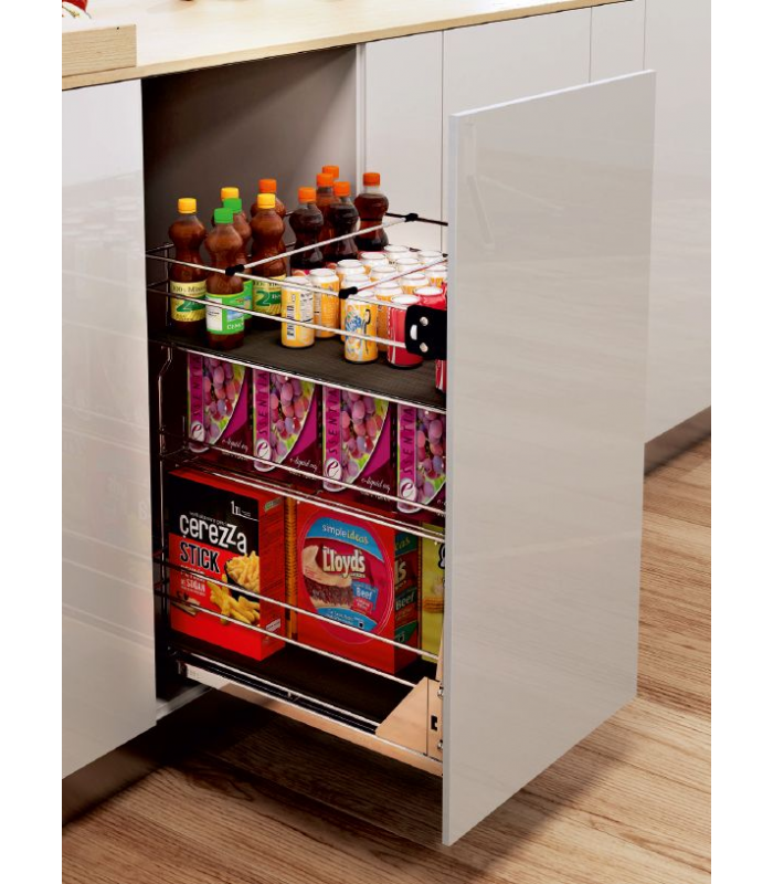 Cargo dolne 200 efekt chrom ZESTAW (WE29.0004.01.062 kosz cargo efekt chrom + WE29.0014.01.549 system jezdny dolny Rejs Full)