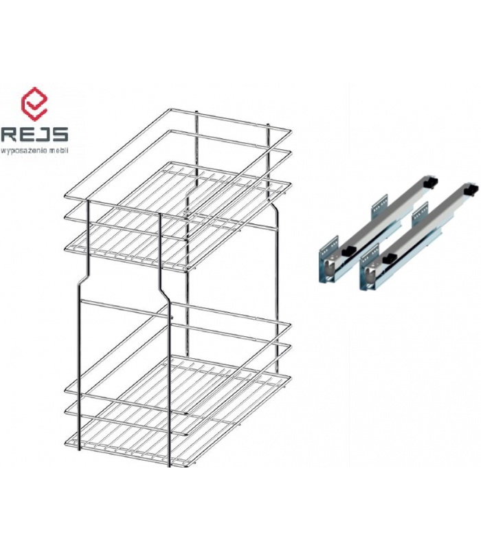 Cargo dolne 300 efekt chrom ZESTAW (WE29.0005.01.062 kosz cargo efekt chrom + WE29.0014.01.549 system jezdny dolny Rejs Full)
