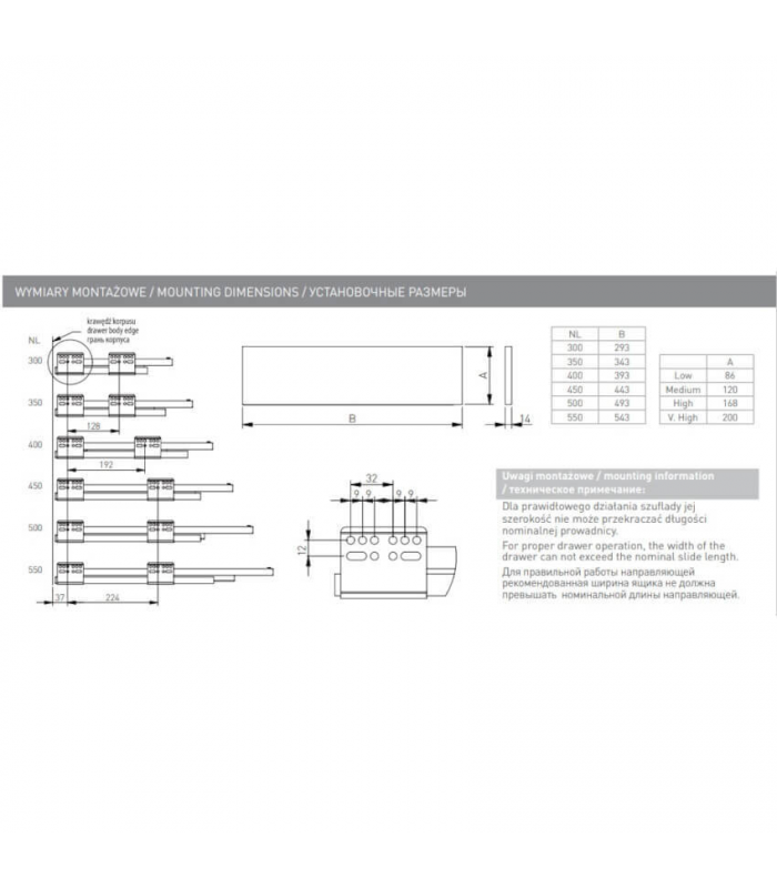 Szuflada AXISPRO 400mm antracyt niska H84