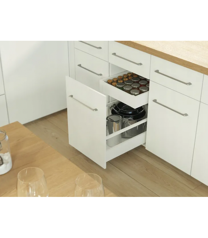 Reling wzdłużny kwadratowy do szuflad AXISPRO 450mm biały