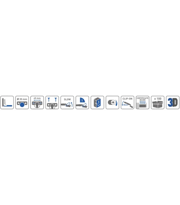 Zawias hydrauliczny, wpuszczany z regulacją mimośrodową na ramieniu i na prowadniku