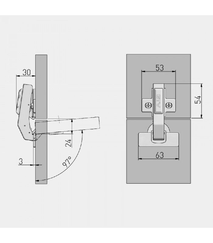 GTV kątowy 90° /równoległy, hydrauliczny/ prowadnik H-0