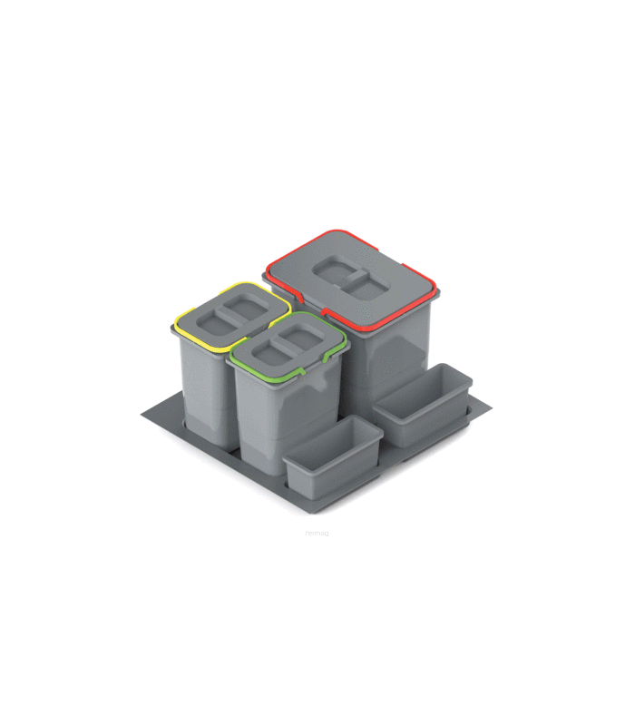 Pojemnik na odpady PRAKTIKO 60 potrójny 1x15l +2x7l, srebrny