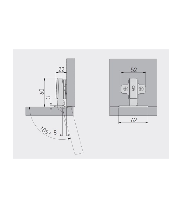 Zawias samootwierający do drzwi nakładanych 45mm H-0 bez euro (sprężyna odwrotna)