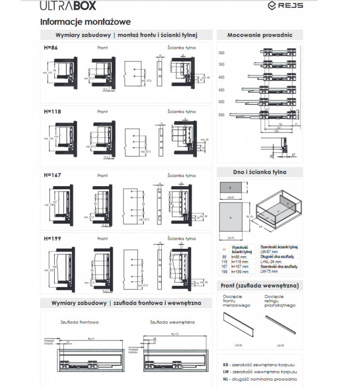 Szuflada ULTRABOX 300mm H199 grafit