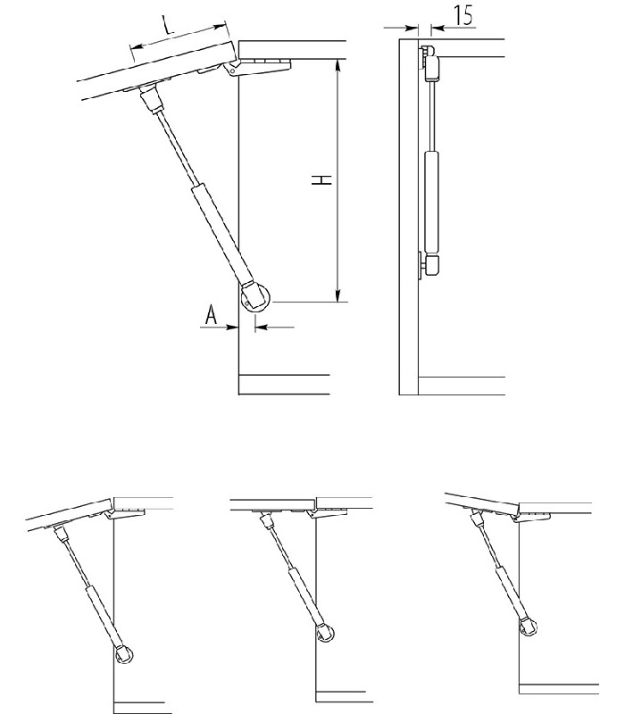 Podnośnik gazowy 100N satyna