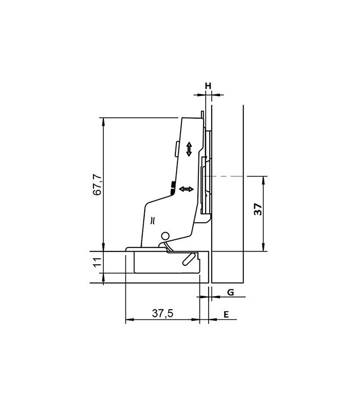 Zawias wpuszczany 110° Metalla+ 311 45/9.5