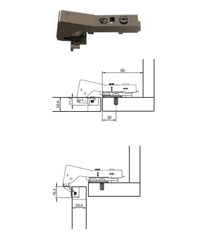 Zawias Metalla z hamulcem, równoległy 90° 300 SM 90D 45/9.5 2-way