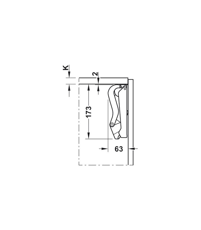 Okucie do klapy jednoczęściowej podnoszonej, Häfele Free space 1.11 biały model C