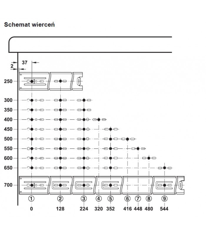 Prowadnica kulkowa PW700 30kg/45mm bok/OC