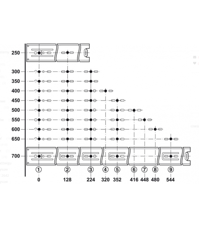 Prowadnica kulkowa PW350 30kg/45mm bok/OC