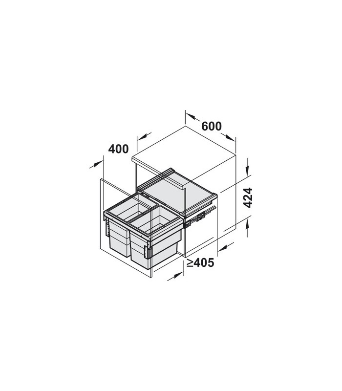 Podwójny kosz na śmieci Hailo Cargo 2x28l