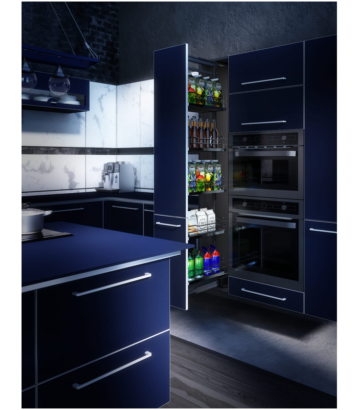 Cargo MAXI 4-półkowe do szafki 500 chrom+antracyt (wys.1410mm-1710mm) PEŁNE DNO