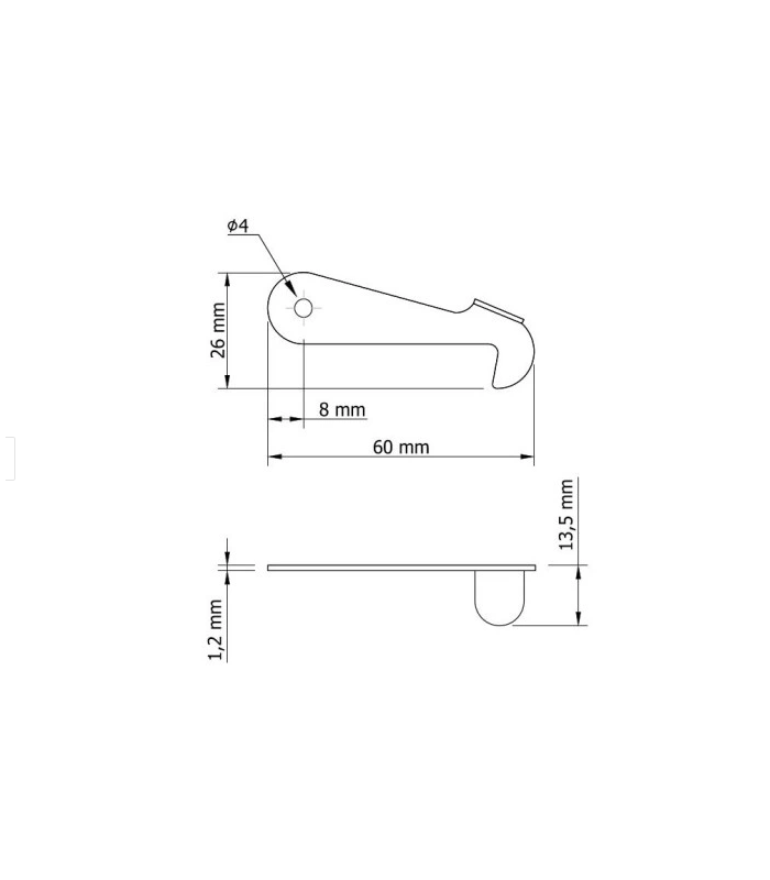 Zaczep hakowy wkładki stołu metal ocynk biały
