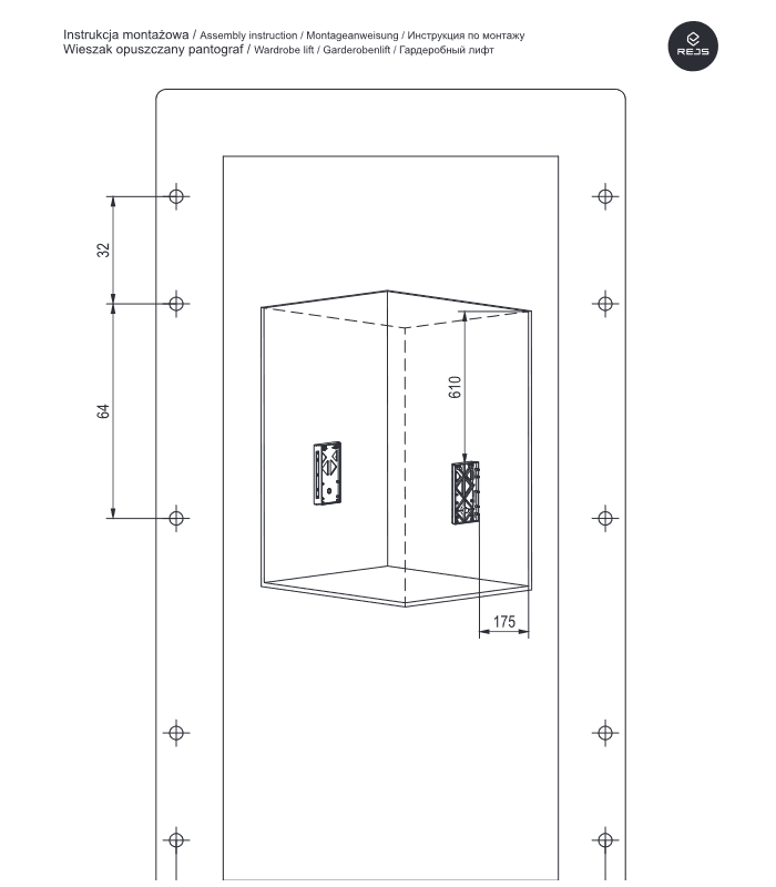 Wieszak PANTOGRAF 600 metal/tworzywo lakier biały