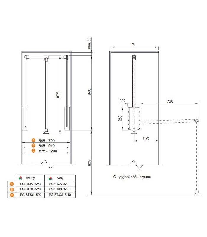 Pantograf z podnośnikiem olejowym 645mm - 910mm stalowy czarny