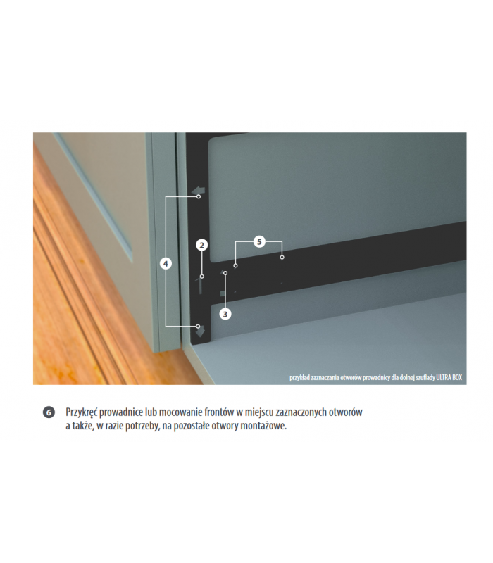 Zestaw szablonów montażowych ULTRA BOX/COMFORT SLIDE 30kg 3D (szablon do prowadnic + szablon do frontu) metal lakier grafit