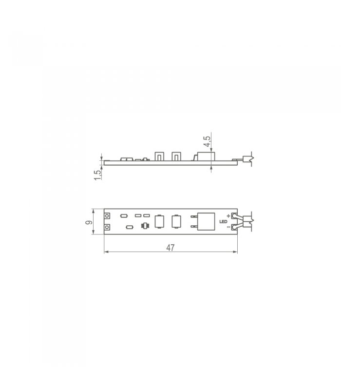 Włącznik dotykowy do profili led W09 z przewodem 2m, 12V, max 60W, z taśmą klejącą tworzywo sztuczne
