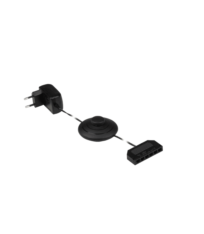 Zasilacz gniazdkowy LED 12V, 6W, input 220-240VAC, IP20, z włącznikiem i dystrybutorem 6 gniazd