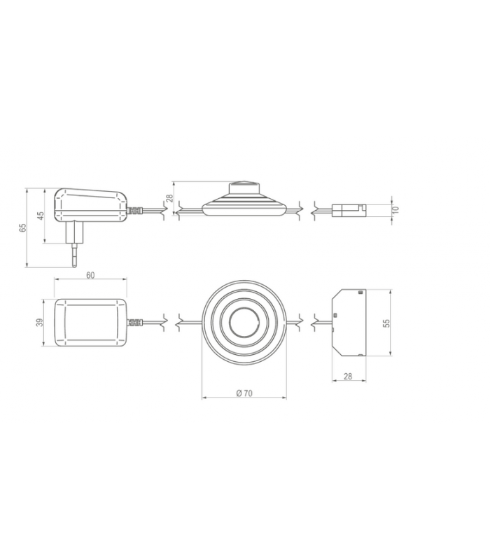 Zasilacz gniazdkowy LED 12V, 6W, input 220-240VAC, IP20, z włącznikiem i dystrybutorem 6 gniazd