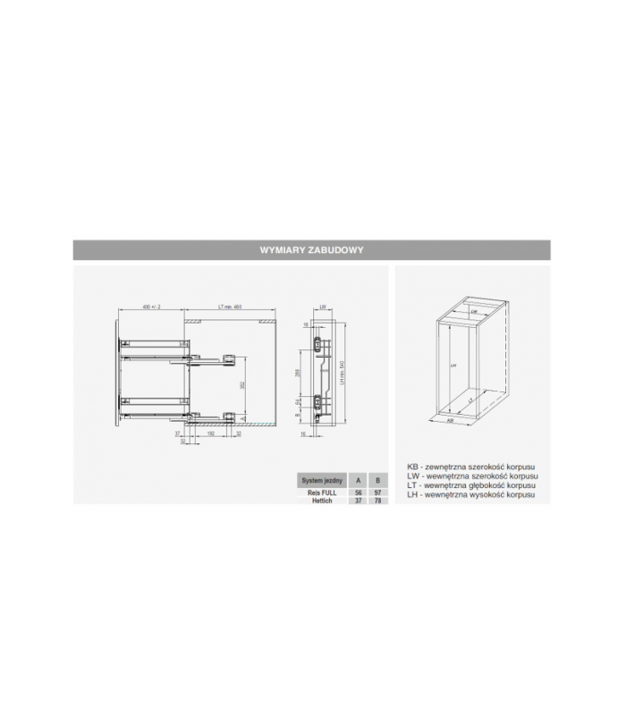 VARIANT MULTI Kosz boczny cargo mini 200 L-450 metal chrom
