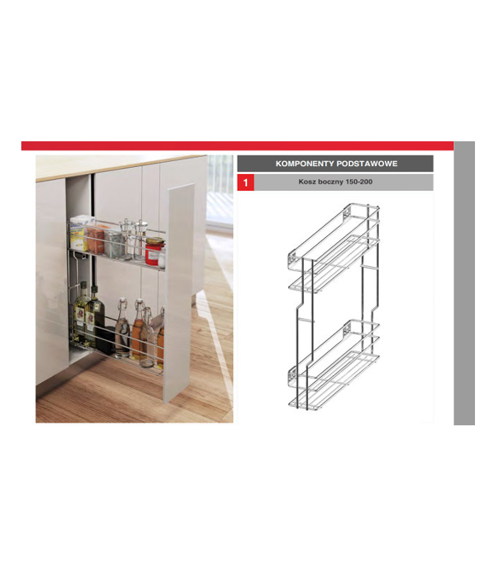 VARIANT MULTI Kosz boczny cargo mini 200 L-450 metal efekt chrom
