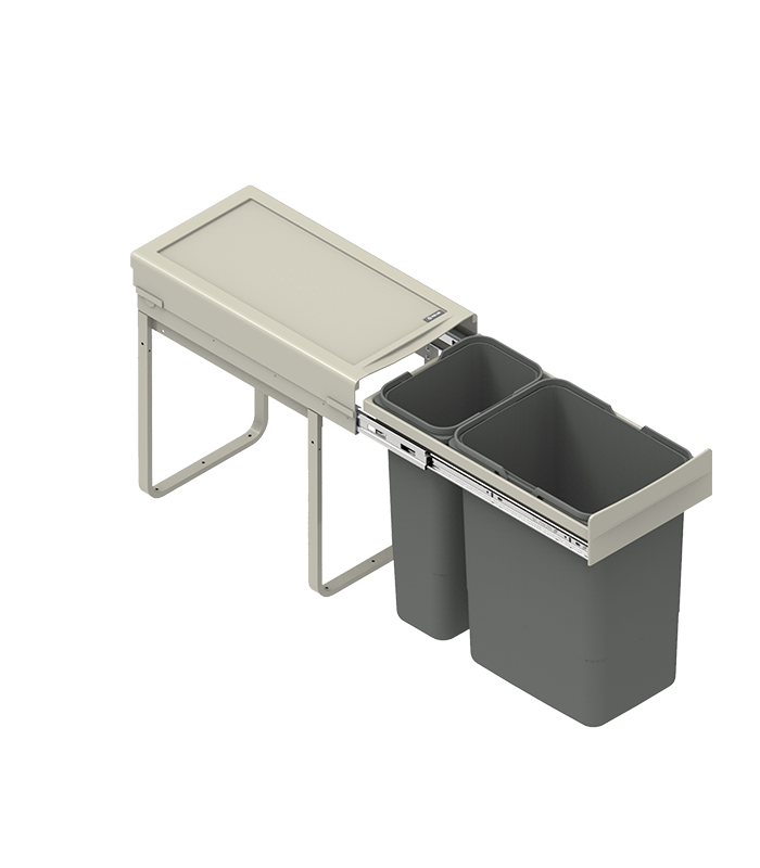 Pojemnik na odpady JC603 KB-300 NL-450 H-440 wysoki podwójny (1x9L/1x20L) srebrny